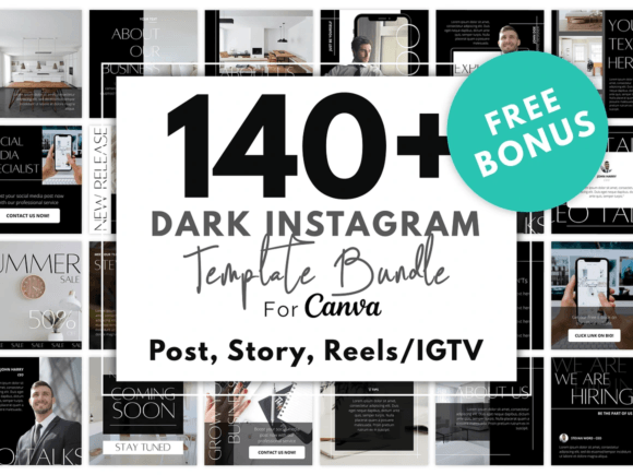Download 140 Dark Instagram Template KIT BUNDLE - Template Collection