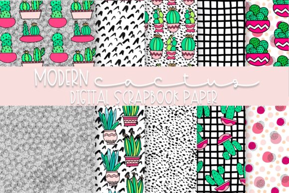 Download Modern Cactus Digital Paper - Modern Collection