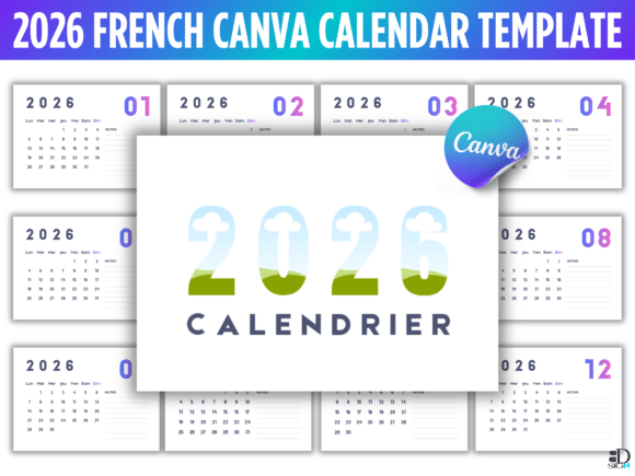 Download 2026 French Canva Calendar Template - Template Collection