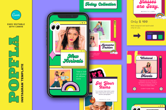 Download Popfla Retro Fashion Instagram Template - Template Collection