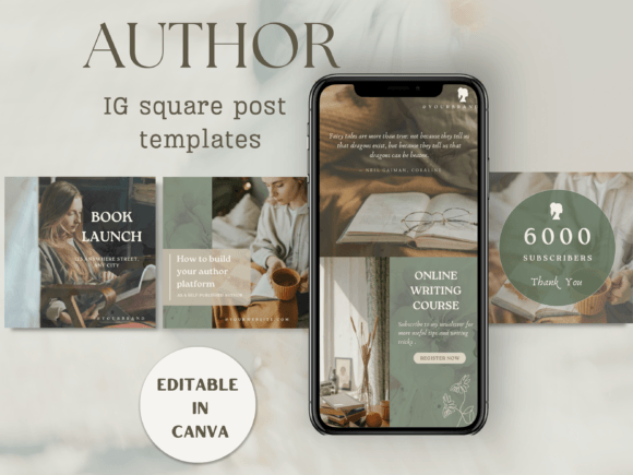 Download Author Square Instagram Post Template - Template Collection