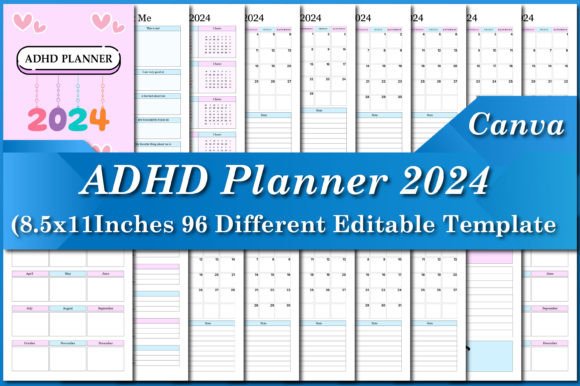 Download ADHD Planner 2024 Canva Templates - Template Collection