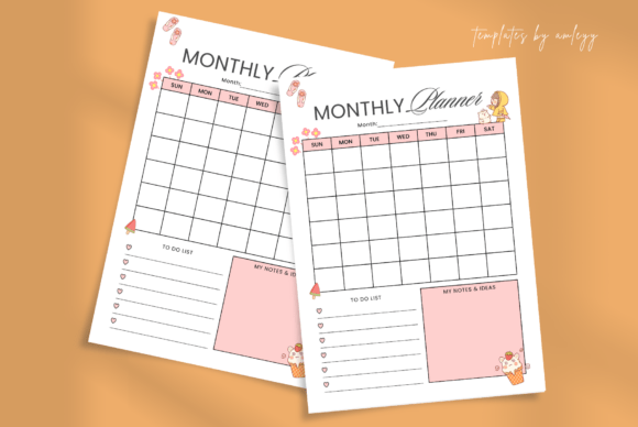 Download Cute Monthly Planner Template Canva - Template Collection
