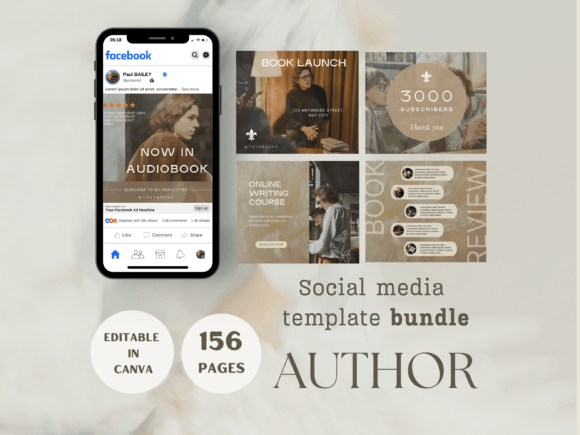 Download Author Social Media Template Bundle - Template Collection
