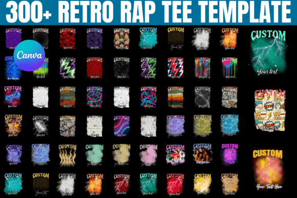 Download Retro 90s Rap Tee Template Bundle - Template Collection