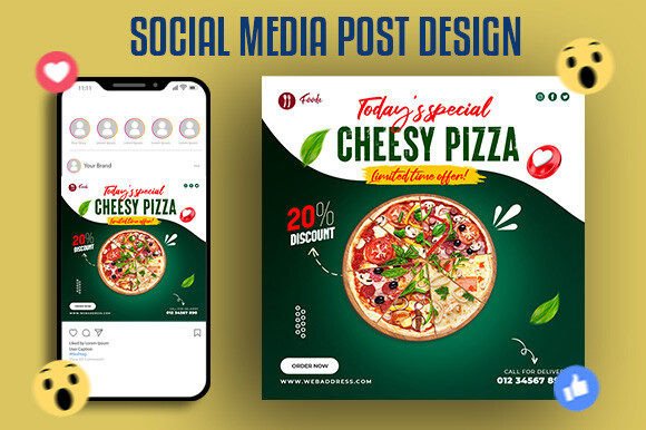 Download Food Menu and Cheese Pizza Post Design - Post design Collection