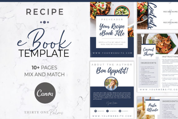 Download Recipe EBook Template for Canva | Navy - Template Collection