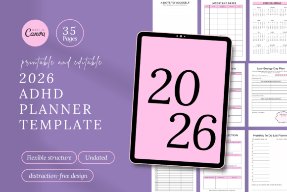 Download ADHD Digital Planner Canva Template - Template Collection