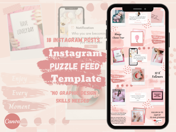 Download Elegant Pink Instagram Puzzle Template - Template Collection