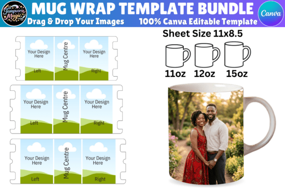 Download Full Wrap Mug Templates 11oz, 12oz, 15oz - Template Collection
