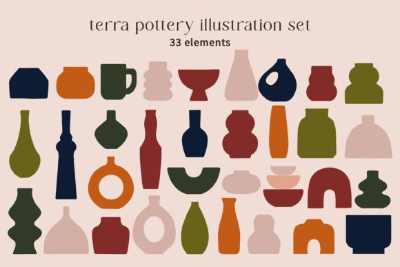Download Modern Boho Pottery Illustration Element - Modern Collection