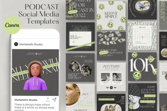 Download Podcast Instagram Post Templates KIT - Template Collection