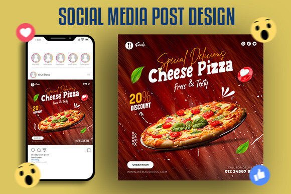 Download Food Menu and Cheese Pizza Post Design - Post design Collection