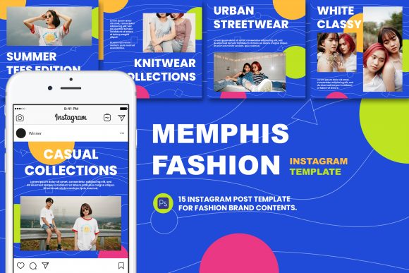 Download Memphis Fashion Instagram Post Template - Template Collection