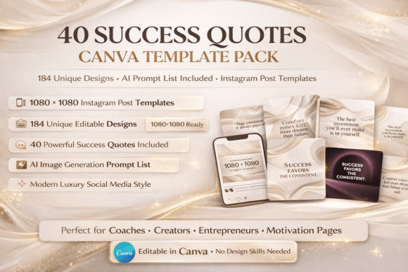 Download 40 Success Quotes Canva Templates Bundle - Template Collection