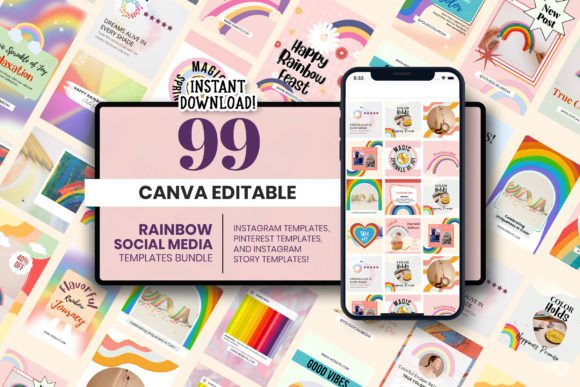 Download Rainbow Social Media Canva Template - Template Collection