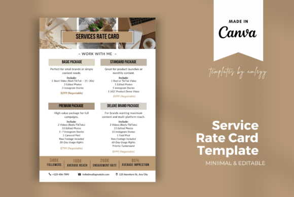 Download Influencer Service Rate Card Template - Template Collection