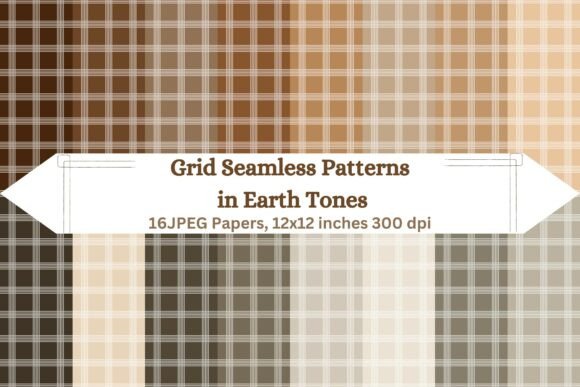 Download Grid Seamless Patterns in Earth Tones - Grid Collection