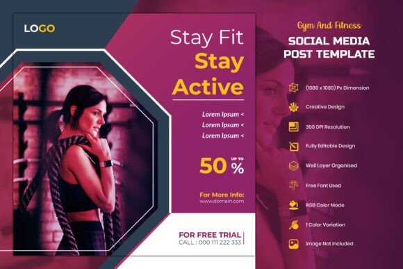 Download Gym Fitness Social Media Post Template - Template Collection