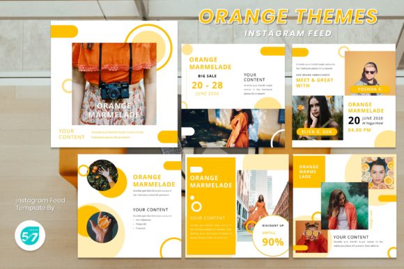 Download Instagram Feed Template - Orange Themes - Template Collection