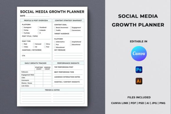 Download Social Media Growth Planner Template - Template Collection