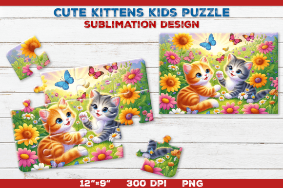 Download Cute Kittens Kids Puzzle Template - Template Collection