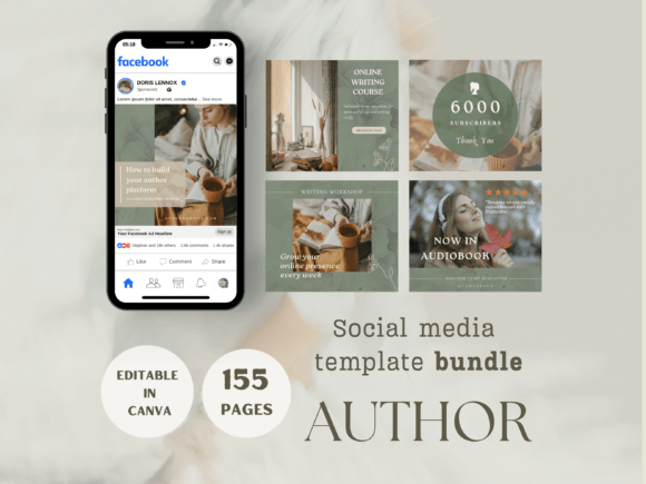 Download Author Social Media Template Bundle - Template Collection
