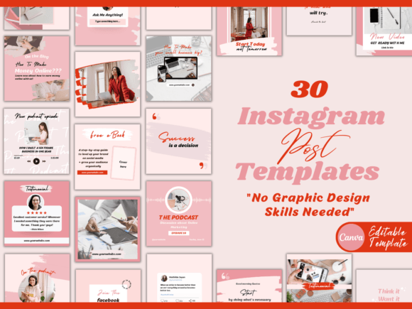 Download Instagram Post Templates-pink &amp; Red - Template Collection