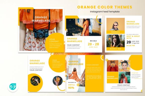 Download Instagram Feed Template - Orange Color - Template Collection