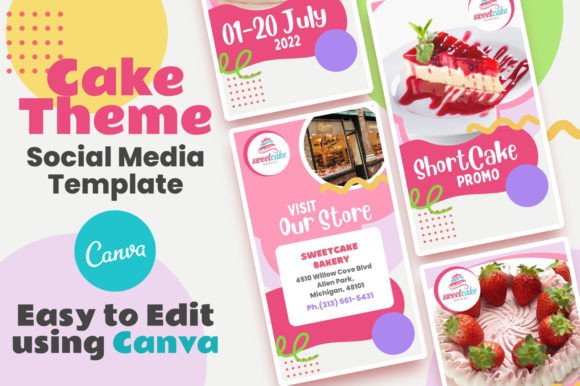 Download Canva Social Media Template - Cake Theme - Template Collection