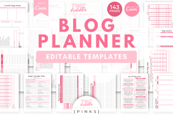 Download Blog Planner Canva Templates | PINKS - Template Collection