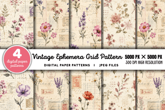 Download Vintage Grid Lined Ephemera Background 3 - Grid Collection