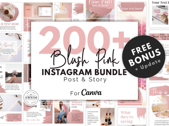 Download 200 Blush Pink Instagram Template Kit - Template Collection