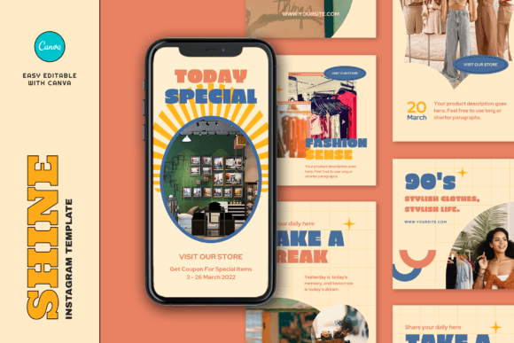 Download Shine Retro Fashion Instagram Template - Template Collection