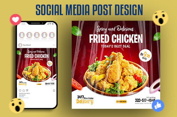 Download Delicious Fried Chicken Post Design - Post design Collection