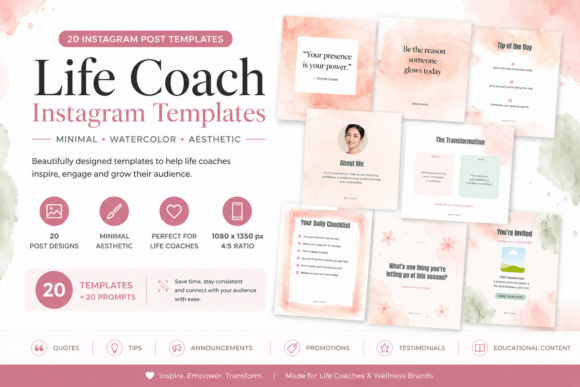 Download Instagram Post Templates for Life Coach - Template Collection