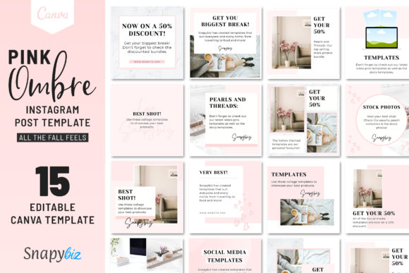 Download Pink Ombre Instagram Canva Template - Template Collection