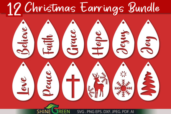 Download Christmas Earrings Bundle Templates - Template Collection